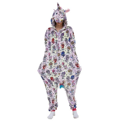 Colorful Adult Unicorn Onesie Kigurumi Pajamas Animal Costumes with Hooded