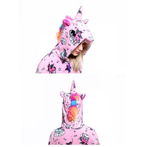 Pink Unicorn Kigurumi Onesie Pajamas Animal Costumes for Women Men detail