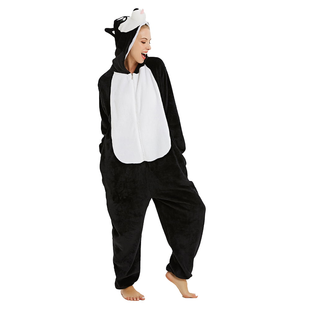 FORLADY Animal Husky Dog Pajamas Flannel Jumpsuit Unisex Adult Cosplay Costumes 