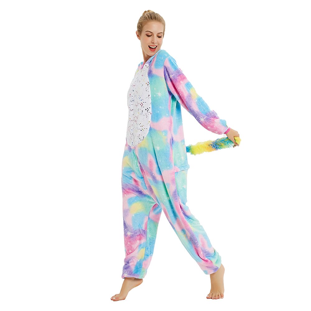 Rainbow Unicorn Unisex Kigurumi Animal Cosplay Costume Onesie38 Pajama Sleepwear 