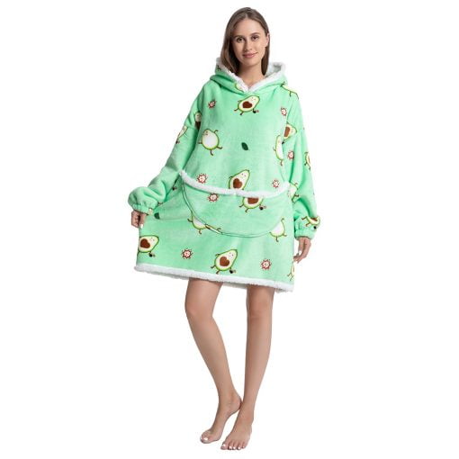 Green Avocado Oversized Hoodie Blanket for Women Men